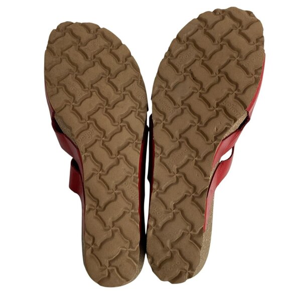 Yokono Cadiz Red Leather Cork Slide Wedge Sandals Womens 7.5 Made In Spain - Picture 6 of 10
